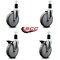 Service Caster 6'' Gray Poly Wheel Swivel 1-1/2'' Expanding Stem Caster Set 2 Brakes, 4PK SCC-EX20S614-PPUB-2-PLB-2-112 - alternate 3